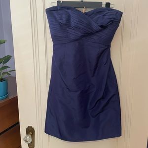 JCrew Silk Taffeta deep blue strapless dress
